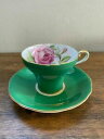 【送料無料】キッチン用品・食器・調理器具・陶器 アリーズリーコルセットカップとソーサーバラと見事な緑Anysley corset cup and saucer - stunning green with rose