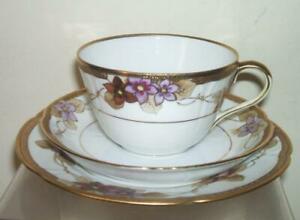 【送料無料】キッチン用品・食器・調理器具・陶器　ノリタクギルトトリムライラックフラワートリオNORITAKE GILT TRIM LILAC FLOWER TRIO - No.2