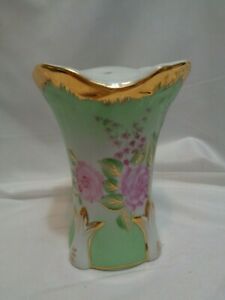 ̵ۥåʡĴƫ⡼񼧴˹ҥԥϥåԥۥ꡼󥮥ȥLimoges China Porcelain Hat Pin Hatpin Holder Green Gilt & Roses