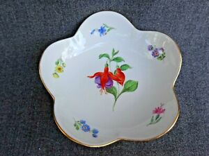 【送料無料】キッチン用品・食器・調理器具・陶器　アンティークマイセン手描きフローラルロブトリンケットキャンディナッツディッシュエクセレントAntique Meissen Handpainted Floral Lobed Trinket Candy Nut Dish Excellent