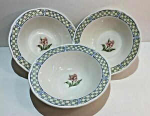 【送料無料】キッチン用品・食器・調理器具・陶器　ノリトソノマトレリススープシリアルボウル青、緑、黄色フラワーNoritake Sonoma Trellis Soup / Cereal Bowls (3) ~ Blue, Green & Yellow w/ Flower