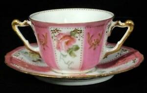 ̵ۥåʡĴƫեȥ⡼֥󥫥åץѲǽC Ahrenfeldt Limoges Bouillon Cup & Saucer ROSES !! 4 Available