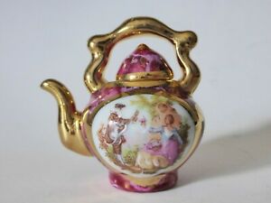 ̵ۥåʡĴƫơ⡼ߥ˥ƥݥåȡʡž夲ߥ˥奢ƥݥåVintage Limoges Mini Teapot, Monarch, Hand Finished Porcelain Miniature Tea Pot