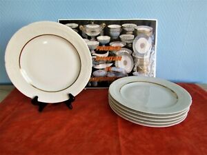【送料無料】キッチン用品・食器・調理器具・陶器　ディナープレートリモージュ磁器ホワイトとゴールドパーケリーセット6 Dinner Plates Limoges Porcelain White And Gold Par Kelly (Set B)