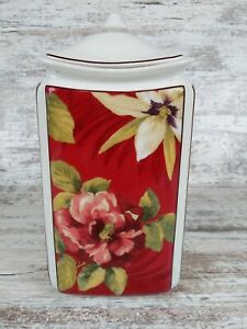 ̵ۥåʡĴƫܤΥ٥꡼åɥե顼˥ȤդBeautiful 222 Fifth Belize Red Floral Large Canister And Lid