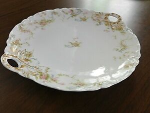 【送料無料】キッチン用品・食器・調理器具・陶器　ハビランドフランスリモージュはケーキプレートプラッタローズスワッグミントを扱いましたHAVILAND FRANCE Limoges Handled 10-3/4 CAKE PLATE PLATTER Rose Swag MINT