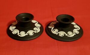 ̵ۥåʡĴƫɥåɥ֥å䥸㥹ѡɥۥ(2) WEDGWOOD Black Basalt Jasperware Candle Holders