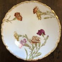【送料無料】キッチン用品・食器・調理器具・陶器 プレートラウンドゴールドトリムリモージュフランス手描き花カーネーションPlate Round Gold Trim...