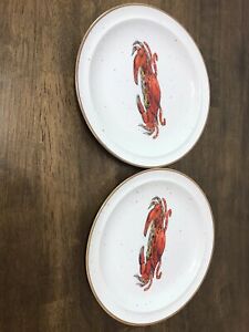【送料無料】キッチン用品・食器・調理器具・陶器　つのホームズレッドカニランチョンプレートTwo DH Holmes Red Crab Luncheon Plates