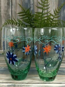 キッチン用品・食器・調理器具・陶器　ウォーターグラスフローラルグリーン4 Pfaltzgraff Verona 20oz Water Glasses Floral Green