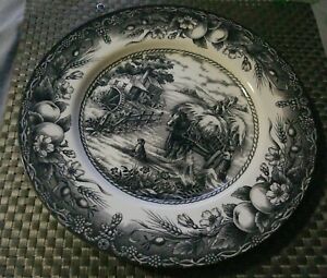 ̵ۥåʡĴƫ륹åեɥإ饤ɥ֥åǥʡץ졼ȥե󥤥ƥ󥦥󥰥ɡRoyal Stafford Hayride Black Dinner Plate 11 Fine Earthenware England.