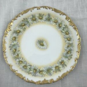 【送料無料】キッチン用品・食器・調理器具・陶器　ヴィンテージリモージュフランス手描きのディジープレートラウンドゴールドトリムVintage Limoges T&V France Hand Painted Daisies Plate 9 Round Gold Trim