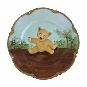 ̵ۥåʡĴƫƥϥӥɡ⡼塦ե󥹼ƥǥ٥ץ졼ȼAntique Haviland Limoges France Porcelain Teddy Bear Plate Hand Painted 7-1/4