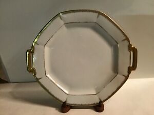 ̵ۥåʡĴƫƥ⡼ե󥹥ХܥɥåäȬѷΥץ졼ȥۥ磻ȥɥAntique Limoges France Bavo & Dotter Handled Octagonal CAKE PLATE White G