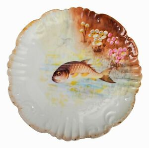 ̵ۥåʡĴƫƥѥˡե󥹥⡼ϥɥڥȼץ졼ANTIQUE AK & Co. French Limoges Hand Painted Porcelain 9 Fish Plate