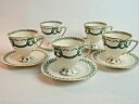 Lot 5 Antique Sarreguemines Cup Saucer Demitasse Espresso Green White Gold Trimロットアンティークサルグミンズカップソーサーデミタスエスプレッソグリーンホワイトゴールドトリム※注意※NYからの配送になりますので2週間前後お時間をいただきます。人気の商品は在庫が無い場合がございます。ご了承くださいませ。サイズの種類の商品は購入時の備考欄にご希望のサイズをご記載ください。　携帯メールでの登録ですと楽天からのメールが届かない場合がございます。