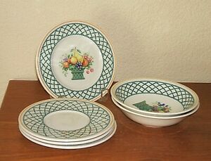 【送料無料】キッチン用品・食器・調理器具・陶器　ヴィルロイボッホバスケットロットスープシリアルボウル、ソーサー、パンバタープレートVILLEROY & BOCH BASKET 6PC LOT SOUP/CEREAL BOWLS, SAUCERS, BREAD/BUTTER PLATE(3)