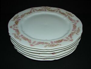 【送料無料】キッチン用品・食器・調理器具・陶器　アンティークウィーンオーストリア磁器ディナープレートピンクローズガーランド6 Antique Vienna Austria VNN2 Porcelain Dinner Plates Pink Rose Garland 9 5/8