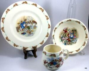 ̵ۥåʡĴƫ롦ɥȥ󡦥Хˡ󥺥åץܥץ졼ȥɥ񥻥åȥԡӥåVTG 1967 Royal Doulton BUNNYKINS Cup Bowl Plate Childrens China Set Peter Rab