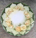 yzLb`piEHEE@sȃAeB[NCoCCghCcCG[o̎ŕ`ꂽv[gMagnificent ANTIQUE ROYAL BAYREUTH GERMANY YELLOW ROSES HAND PAINTED 11.5h PLATE