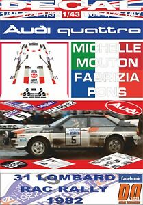 【送料無料】模型車 モデルカー デカールアウディクワトロムモトンdecal audi quattro m mouton rac r 1982 2nd 01