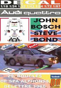 【送料無料】模型車 モデルカー デカルアウディクワトロジョンボッシュブークルズデスパdecal audi quattro a2 john bosch boucles de spa 1986 3rd 06