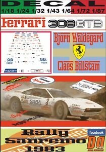 【送料無料】模型車 モデルカー デカールフェラーリビョルンワルデガードラリーサンレモdecal ferrari 308 gtb bjorn waldegard rally sanremo 1983 dnf 09