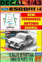 【送料無料】模型車 モデルカー デカルフォードエスコートベニーフェルナンデスポルトガルdecal 143 ford escort rs 1800 mkii be...