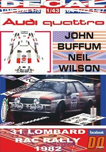 【送料無料】模型車 モデルカー デカールアウディクワトロバフムラックdecal audi quattro j buffum rac r 1982 12nd 01