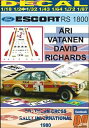 【送料無料】模型車 モデルカー デカールフォードエスコートアリバタネンクロスラリーdecal ford escort rs 1800 ari vatanen s...