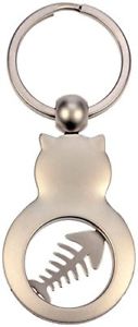 【送料無料】猫 ネコ キャット バッグ 小物 ステンレススチールコインホルダーコインstainless steel coin holder cat with fish bone coin