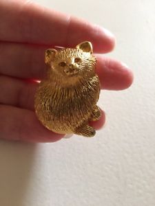 【送料無料】ネコ　猫　ネックレス　ビンテージブローチcute vintage fat fluffy cat brooch