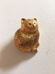 【送料無料】ネコ　猫　ネックレス　ビンテージブローチcute vintage fat fluffy cat brooch