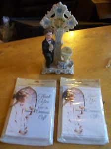 【送料無料】猫　ネコ　キャット　置物　ケーキ＃カードcake top gift; 75034; resin figurine statue communion boy; w 16 thank you cards