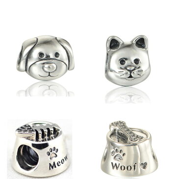 【送料無料】スターリングシルバードッグフードビーズpandulaso 925 sterling silver cute cat dog food beads charm