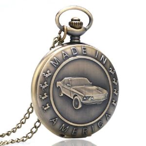 【送料無料】腕時計　ウォッチチェーンアメリカフォードマスタングポケットウォッチtaschenuhr mit kette motiv us dream cars ford mustang made in america ug24