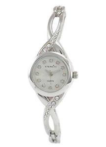 【送料無料】腕時計　ウォッチスワロフスキークリスタルレディースシルバーストーンツイストブレスレットeternity ladies silver tone twisted bracelet watch with swarovski crystals