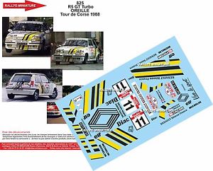 【送料無料】模型車　モデルカー　スポーツカーデカールルノーターボラリーイヤーツールドコルスラリーdecals 143 ref 825 renault 5 gt turbo rallye ear tour de corse 1988 rally