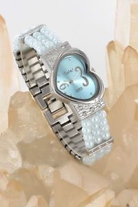 【送料無料】レディスティールブレスレットサンorologio donna bracciale in acciaio sole con perle a0415