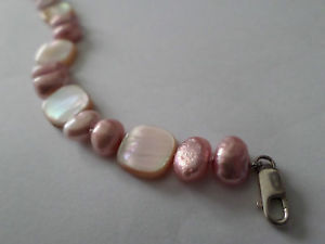 【送料無料】ブレスレット　アクセサリ—　シェルピンクブレスレットスターリングシルバーモップshell pink peachy bracelet sterling silver mop amp; fwc pearls