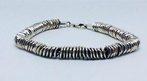 【送料無料】ブレスレット　アクセサリ—　ソリッドシルバーフラットディスクブレスレットheavy solid silver flat disc bracelet