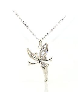 【送料無料】ブレスレット　ペンダントプラチナメッキtinkerbellcollana con ciondolo, placcata platino, con cristalli l7p