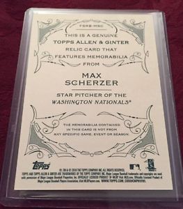 【送料無料】スポーツ　メモリアル　カード　アレンサイヤングmax scherzer 2016 topps allen amp; ginter relic fsrbmsc , nationals cy young