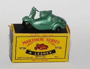 【送料無料】模型車　モデルカー　スポーツカー　マッチオリジナルボックス＃スクーターサイドカーmatchbox 36 motorscooter lambretta and sidecar in originaler box 2