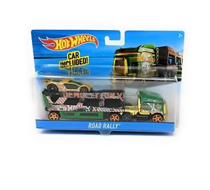 【送料無料】模型車　モデルカー　スポーツカー　ラリーホットホイールリグトランスポーターホーラroad rally hot wheels demolition x big rig semi car transporter hauler