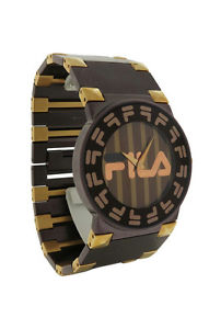 【送料無料】fila fa084861 barocco womens round brown stainless steel analog watch