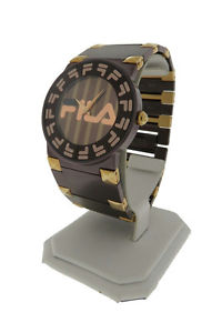 【送料無料】fila fa084861 barocco womens round brown stainless steel analog watch