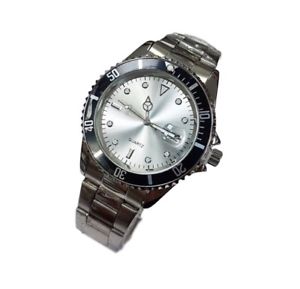 【送料無料】ds orologio polso uomo analogico quarzo data fashion acciaio ghiera nera lac