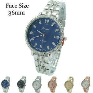【送料無料】ladies geneva platinum cz bracelet watch 36mm