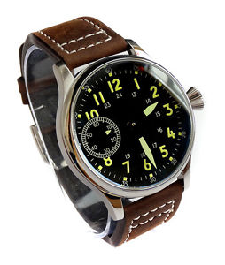 【送料無料】aviator’s 44mm pilots hand wind 6497 vintage styling military watch